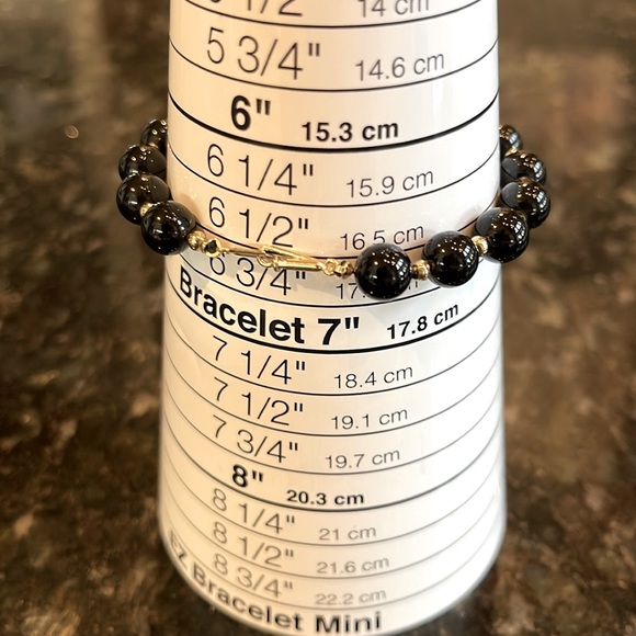❤️LAST CALL! ONYX & 14KT BRACELET, ONYX BEADS W/REAL GOLD BEADS & CLASP EUC - Picture 8 of 16